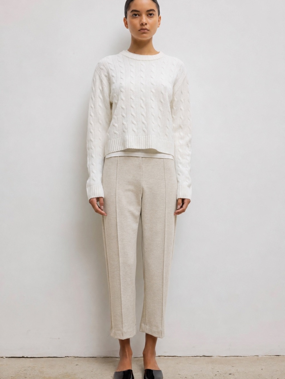 LESET beige melange rio crop cigarette pants